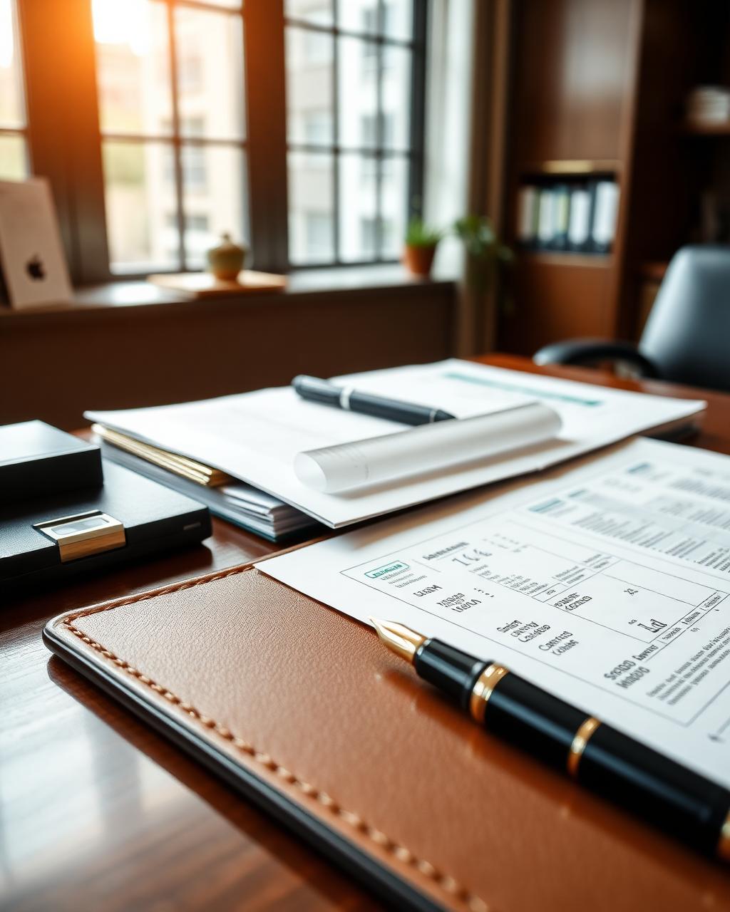 Mortgage note documents on an executive desk